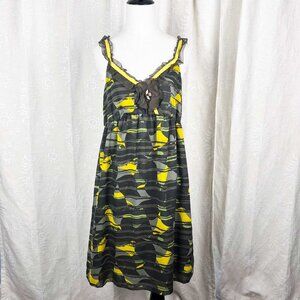 Anthropologie Soaring Shapes silk empire waist dress bird charm Hero & Leander